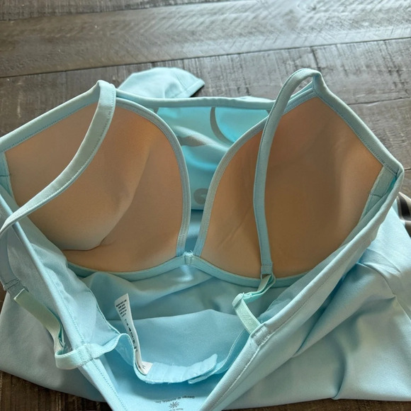 Athleta Spaghetti Straps Swim Dress Cover Up Built in Underwire Bra Blue Size M - Picture 8 of 11